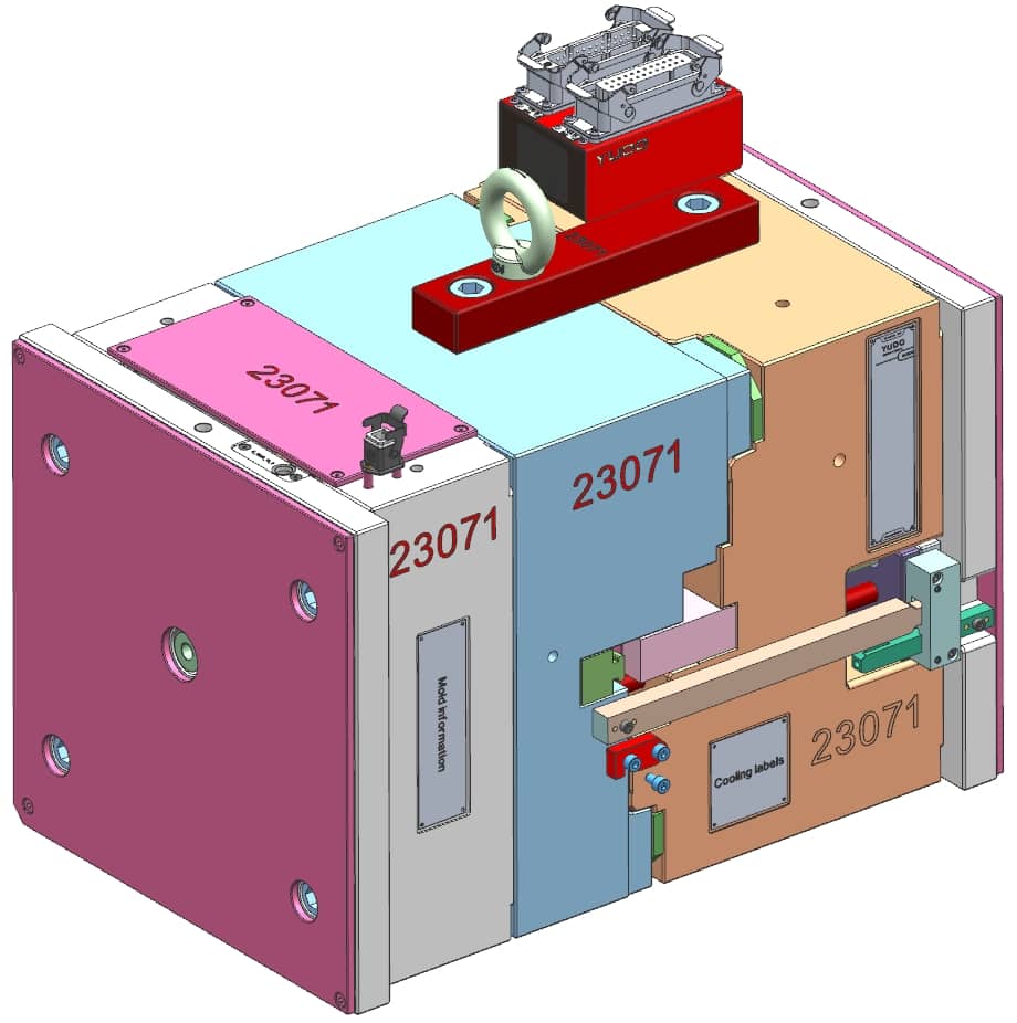 Hot-runner-mold-design-layout-and-3D-structure-drawing