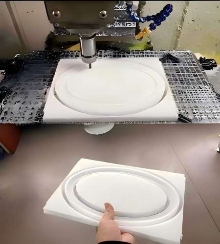 Manual deburring and edge breaking on machined plastic parts standard finish