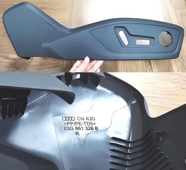 Leather-grain-Audi-seat-adjustment-part-produced-by-KTM-as-a-Tier-2-automotive-injection-molding-supplier.