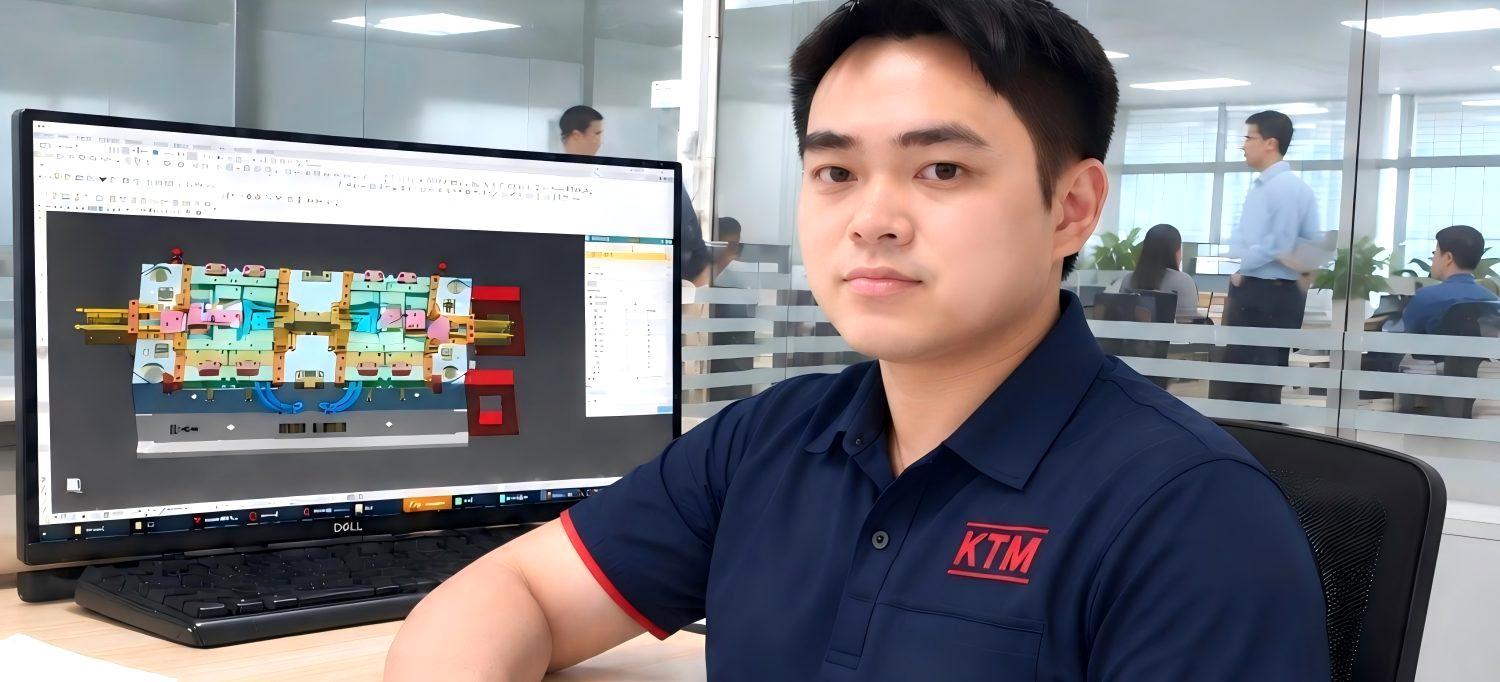 Mold-engineer-reviewing-mold-drawing-for-custom-plastic-injection-molding-project